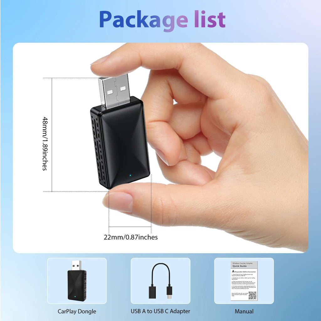 Mini Wireless Carplay Adapter for iPhone, 2025 2 in 1 Stable Universal Wireless carplay Adapter, Convert Wired to Wireless