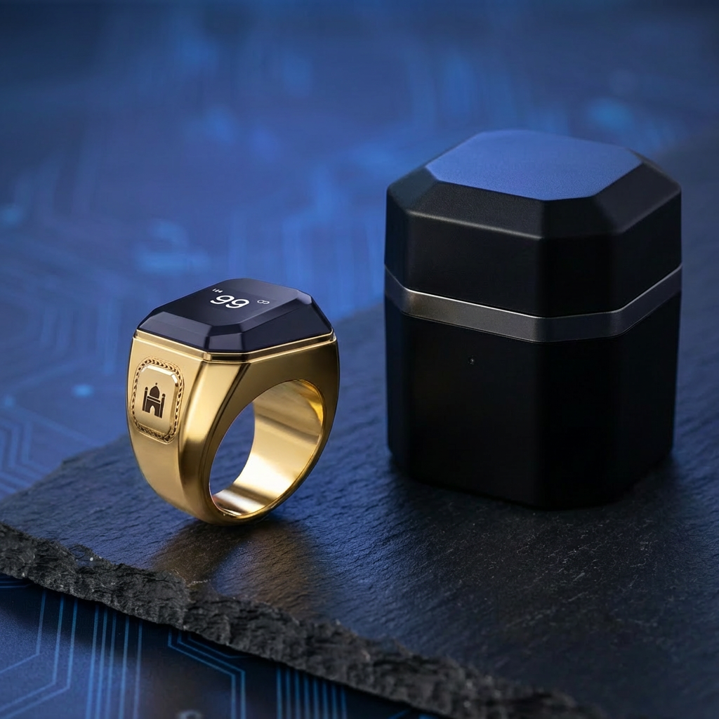 Smart Tasbih Counter Ring with Prayer Times