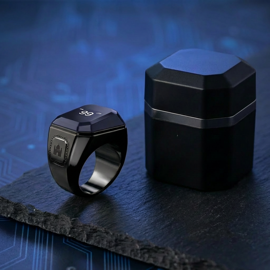 Smart Tasbih Counter Ring with Prayer Times