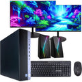 Desktop PC with Windows 11 Pro, Intel Core i5-8500, 16GB RAM, 1TB SSD, Dual 24 Monitors, RGB Speakers, Internal Wi-Fi 6 AX200 +