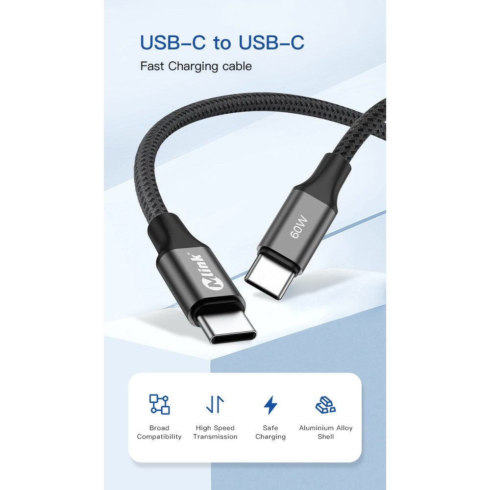 Braided USB-C PD60W 20V/3A Fast Charging Cable