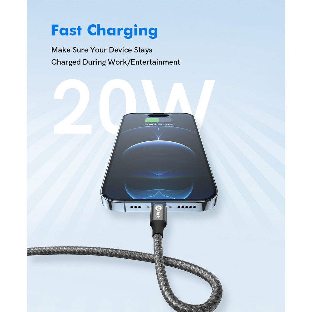 Braided Lightning to USB PD20W 5V/2.4A Fast Charging Cable