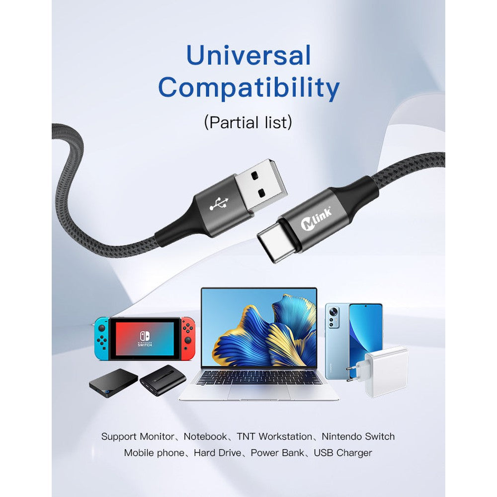 Braided USB to USB-C PD20W 5V/2.4A Fast Charging Cable