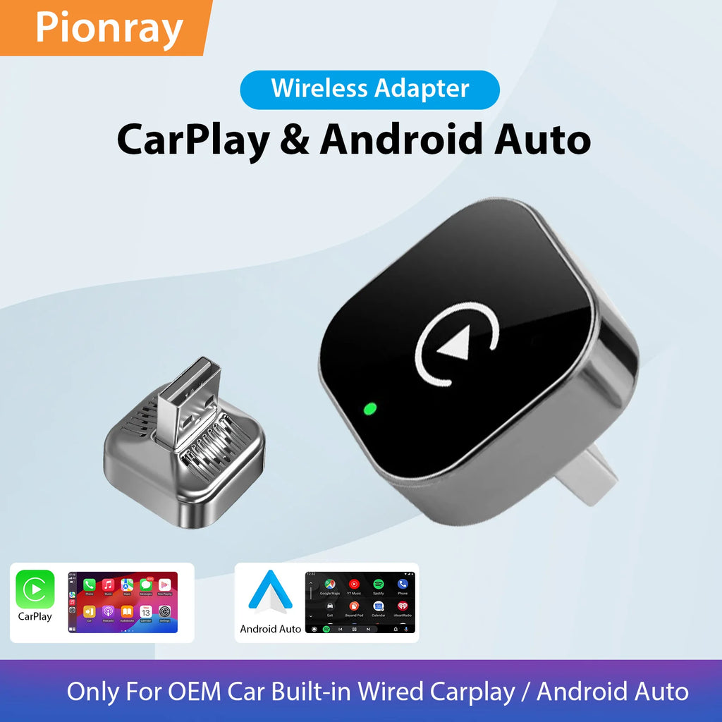 2026 Pionray 2 in 1 Wireless CarPlay Adapter&Android Auto
